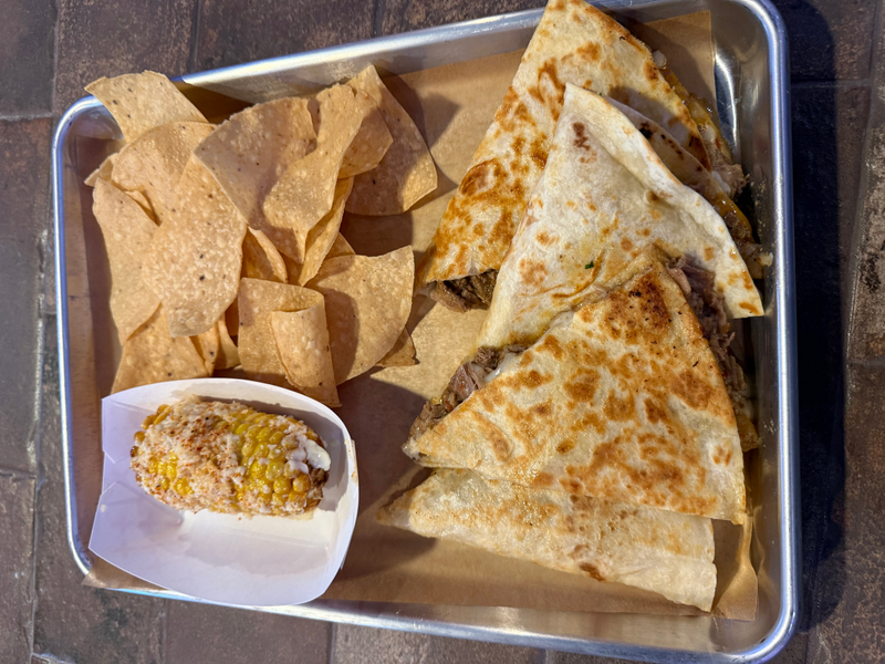 quesadilla chips and street corn