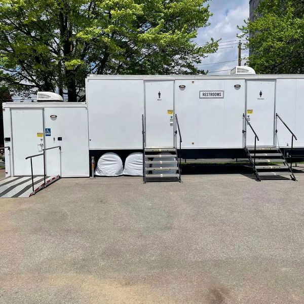 9 stall restroom outside