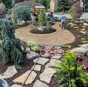 landscapers working on a yard