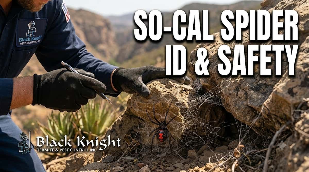 Black Knight Exterminator Inspecting for Black Widow Spiders