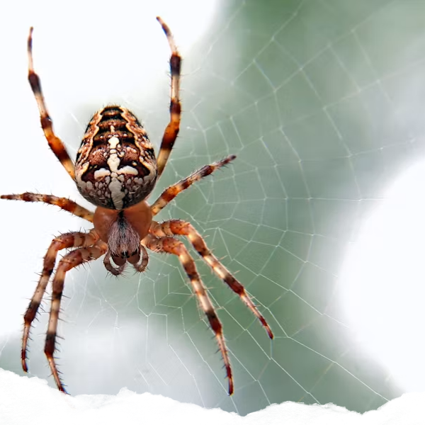  Close-up of a spider spinning a web outside