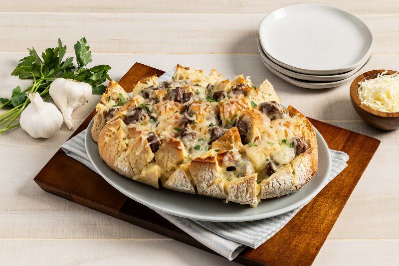 Steak and Cheesy Garlic Pull-Apart Bread
