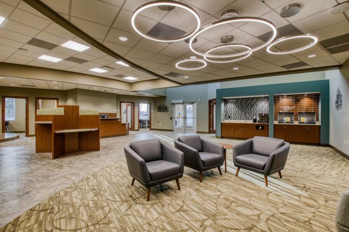 Credit union construction project by Hoeft Builders, in Baldwin, Wisconsin Interior construction of WESTconsin Credit Union in Baldwin, WI - Hoeft Builders