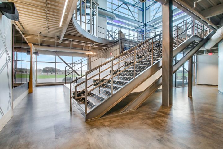 Office staircase at Elite Extra in Eau Claire, WI - Hoeft Builders