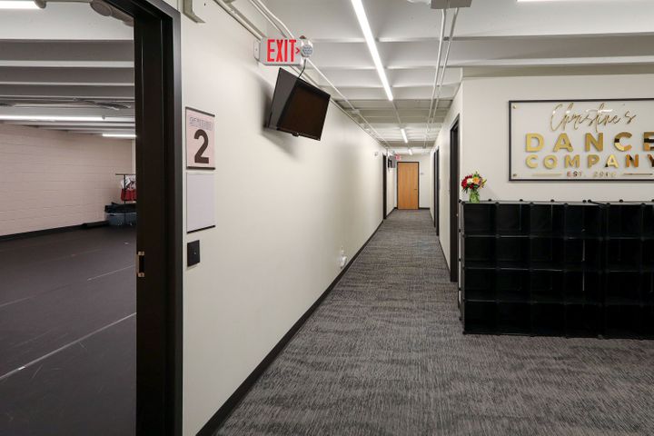 Christine's Dance Company renovation in Rice Lake, WI, built by Hoeft Builders Dance studio construction - hallway at Christine's in Rice Lake, WI - Hoeft Builders