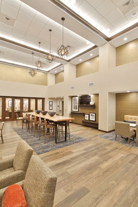Hotel lobby construction at Hampton Inn in Menomonie, WI - Hoeft Builders