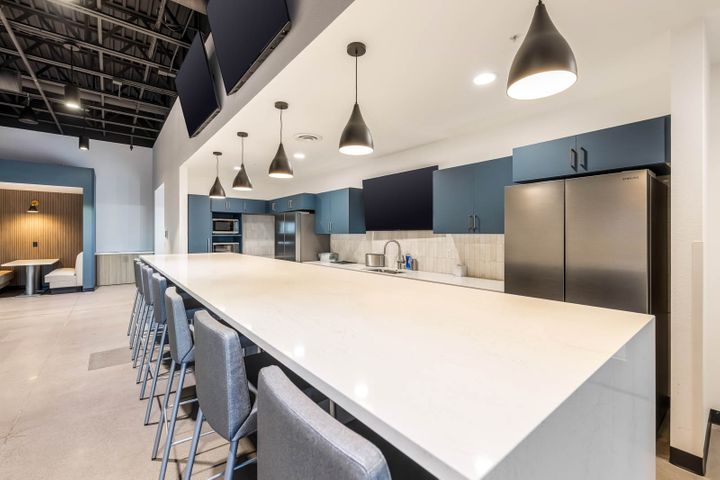 Large office breakroom kitchen at Mosaic Technologies in Cameron, WI – Hoeft Builders
