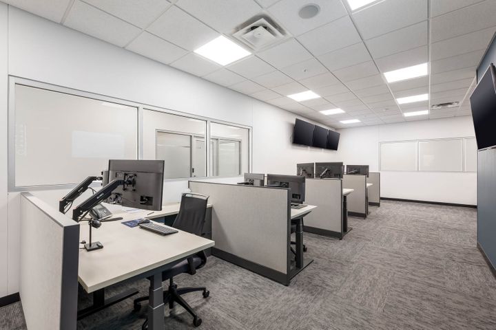 Office renovation with cubicle workspace at Mosaic Technologies in Cameron, WI – Hoeft Builders