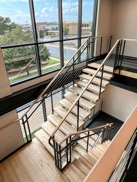 Office interior stair construction at Cedar Corporation in Menomonie, WI - Hoeft Builders