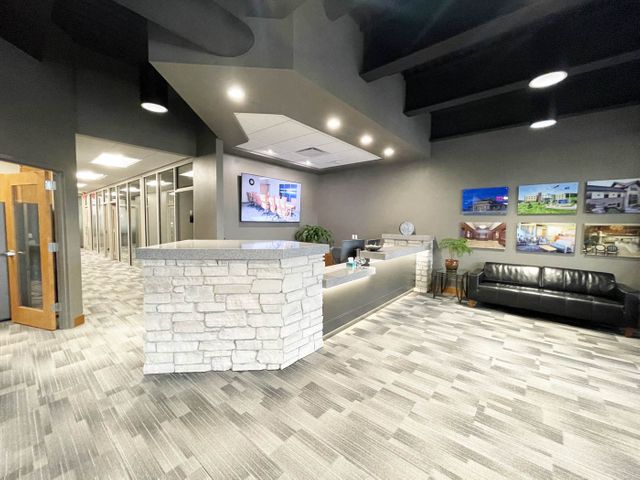 Front desk construction at Hoeft Builders in Altoona, WI