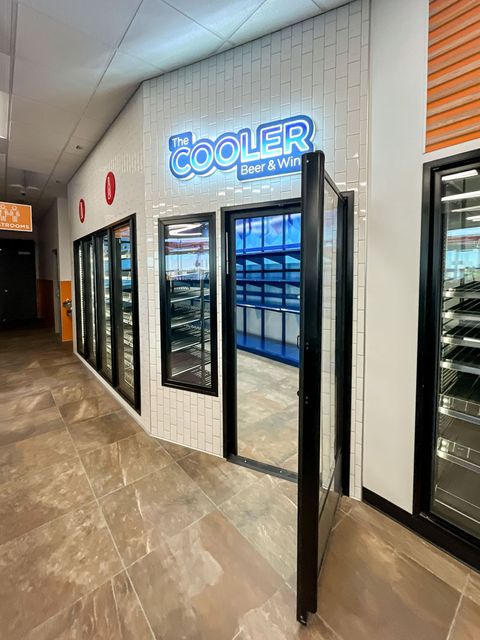 Convenience store beer and wine cooler at Circle K in Sparta, WI, built by Hoeft Builders Circle K convenience store cooler in Sparta, WI - Hoeft Builders