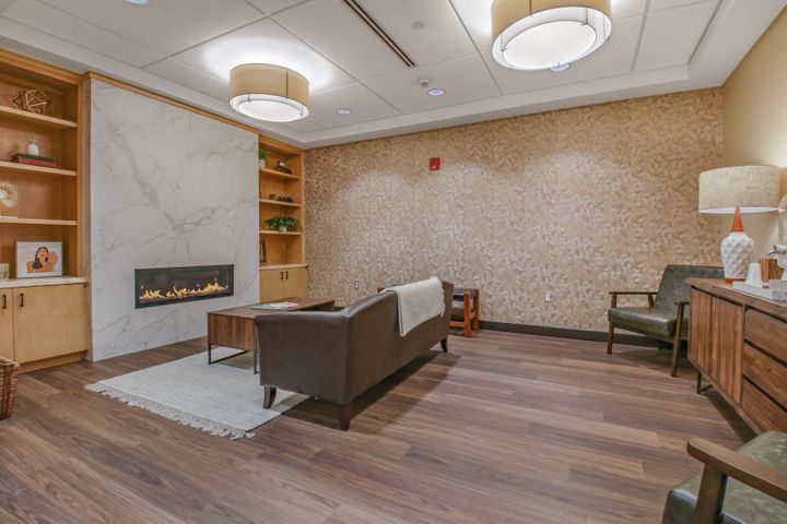 Medical clinic lobby construction at River Prairie Wellness in Altoona, WI - Hoeft Builders