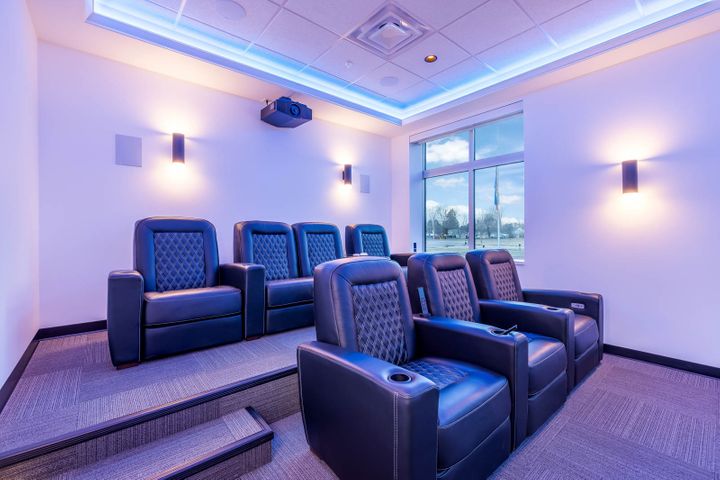 Office remodel with a home theater at Mosaic Technologies in Cameron, WI – Hoeft Builders