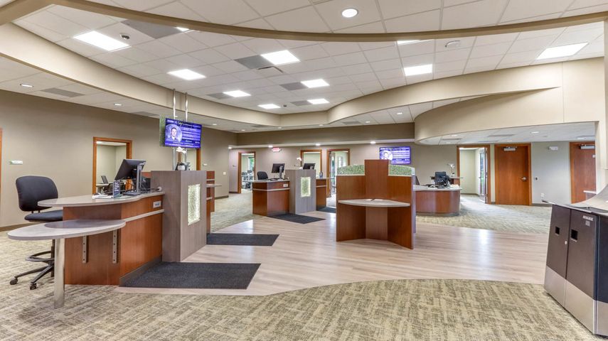 Interior renovation of WESTconsin Credit Union in River Falls, Wisconsin, built by Hoeft Builders Interior renovation of credit union in River Falls, WI - Hoeft Builders
