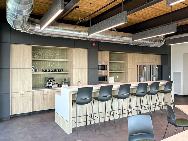Corporate office breakroom construction at Cedar Corporation in Menomonie, WI - Hoeft Builders