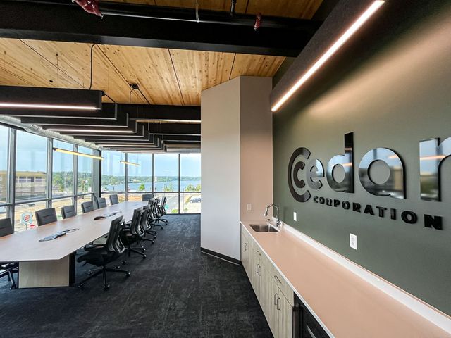 Conference room construction at Cedar Corporation in Menomonie, WI - Hoeft Builders