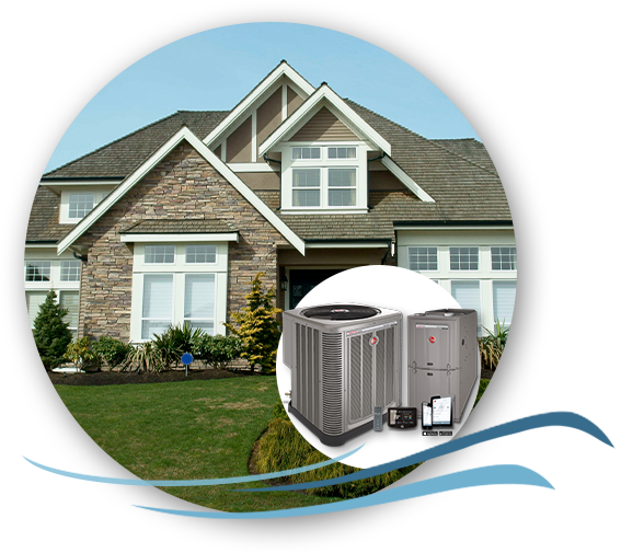 designed image of home and residential HVAC unit 