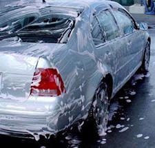 Image of a car covered in soap