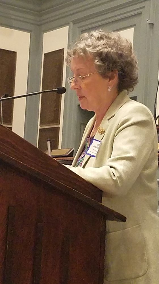 Bess McAneny giving testimony at Legislative Hall