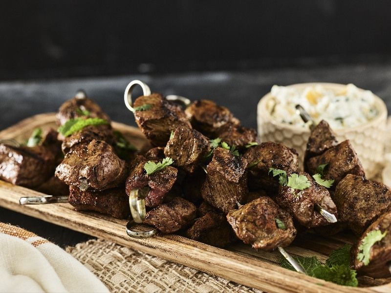 Beef Tikka with Pineapple Coconut Raita