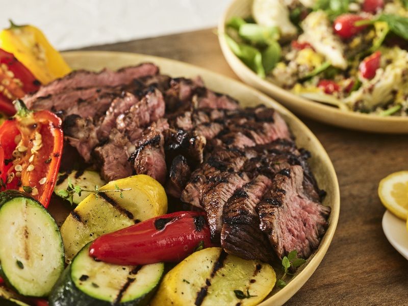 Mediterranean Grilled Chuck Steak with Garden Grilled Vegetables