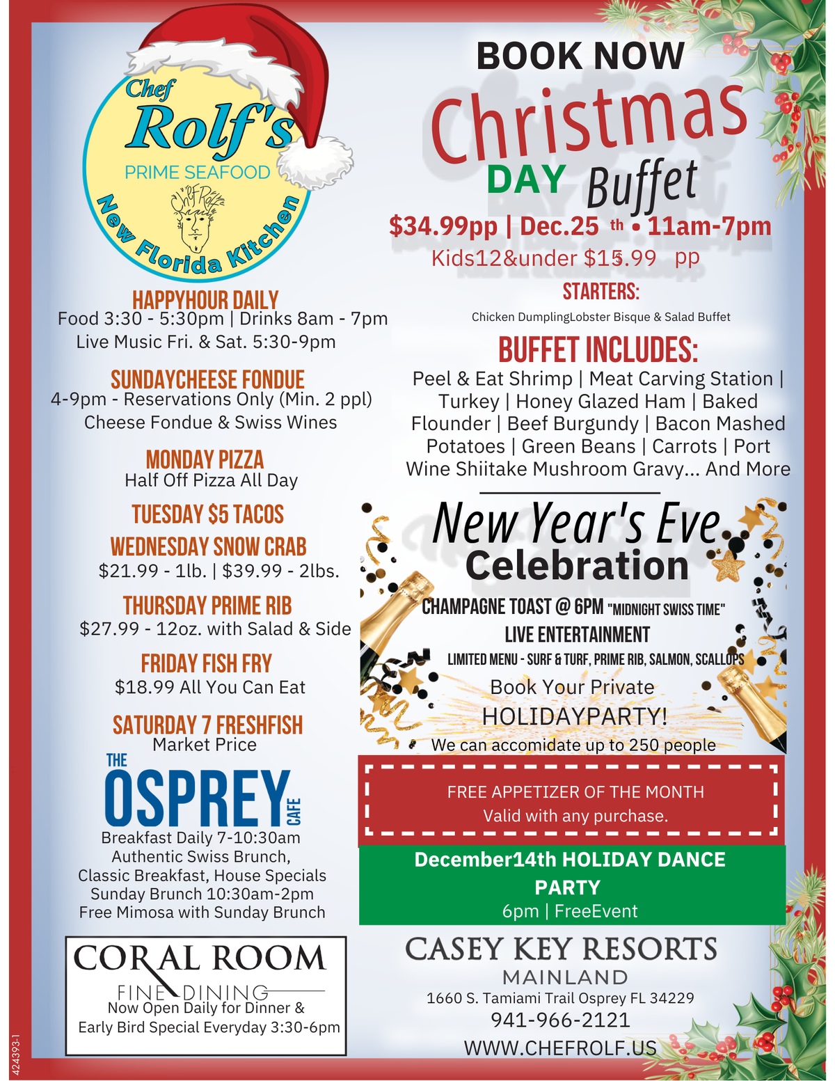 Chef Rolf's Christmas Menu