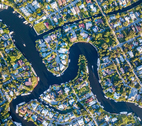 Aerial view of a Florida city